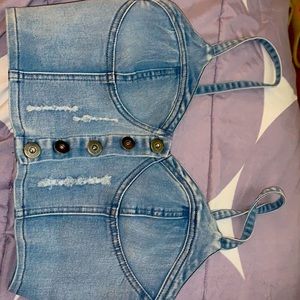 SUPER STYLISH DENIM CROP TOP SIZE MEDIUM !!